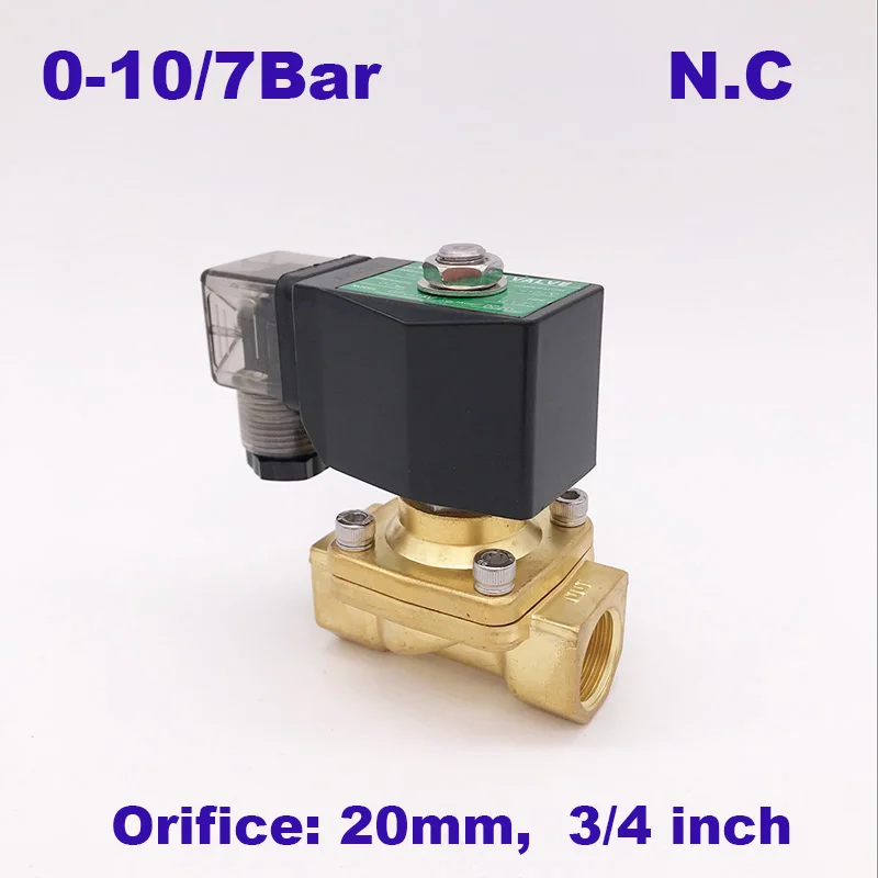 3/4" Normally Closed Pneumatic Valve - Brass, NBR Seal, G Thread, For Air, Water, Oil, Gas