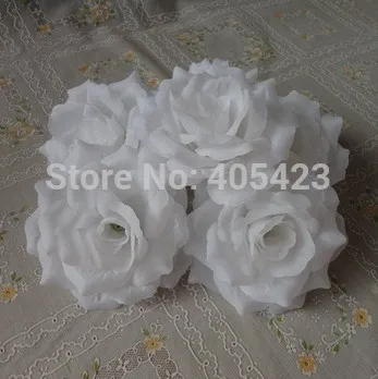 

Wholesale WHITE COLOR 100pcs/lot 10cm Silk Rose Heads Artificial Flower Open Roses for Kissing Ball Flowers DIY Wedding Supplies