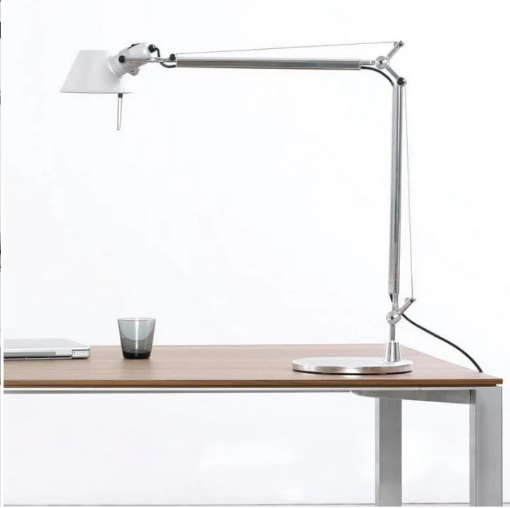 

Engineered Design Adjustable Articulated Arm Table Lamp,Stamped Anodized Matte Aluminum Shade and Tension Cables