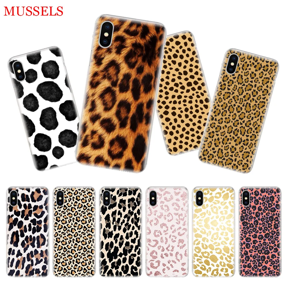 

Leopard Pattern Phone Case For iPhone 7 8 6 6S Plus X 10 Ten XS MAX XR 5S SE Art TPU Covers Coque Capa Cas Shell