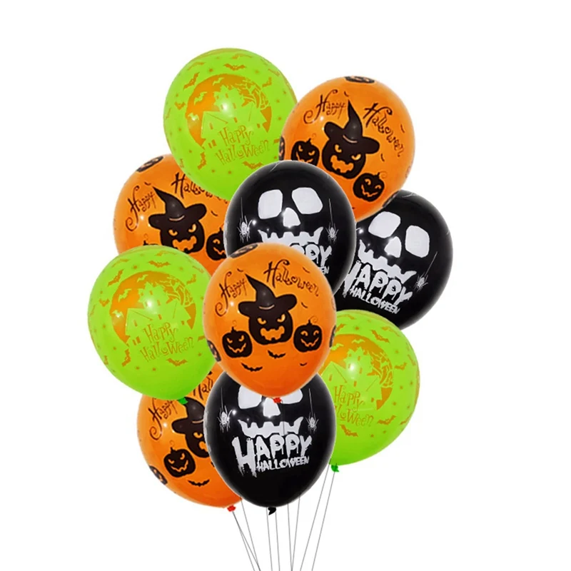 10pcs/pack Happy Halloween Balloons Halloween Pumpkin Latex Balloon ...