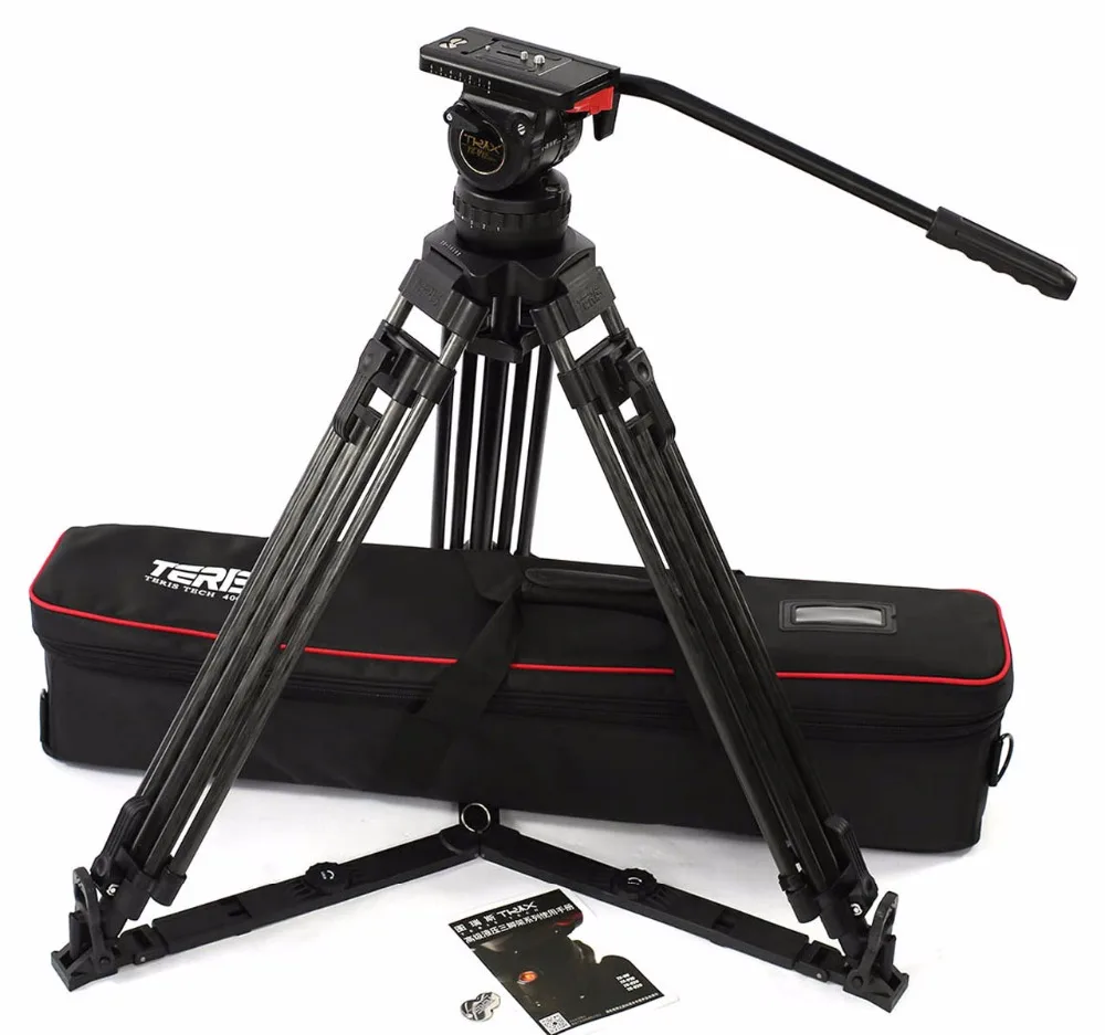 TERIS 65" V12T Professional Carbon Fiber Tripod Video Camera Tripod w