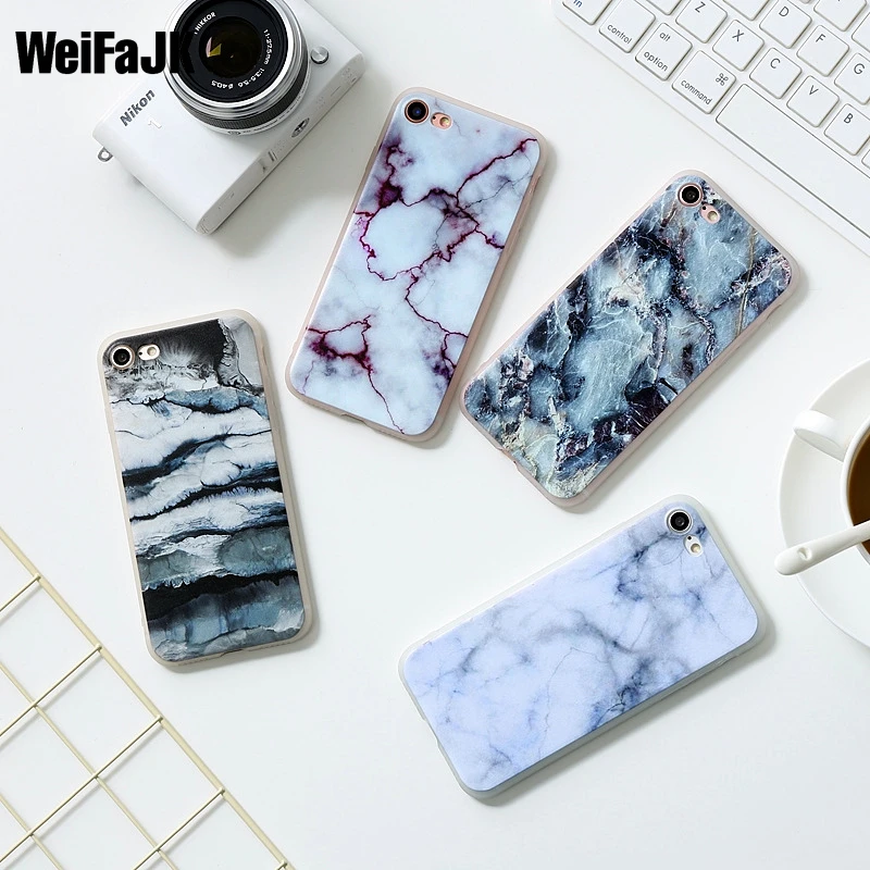 

WeiFaJK Granite Scrub Soft Case for iPhone 5s 5 6 6s Plus Marble Stone Painted TPU Silicon Phone Case for iPhone 7 8 Plus Cover