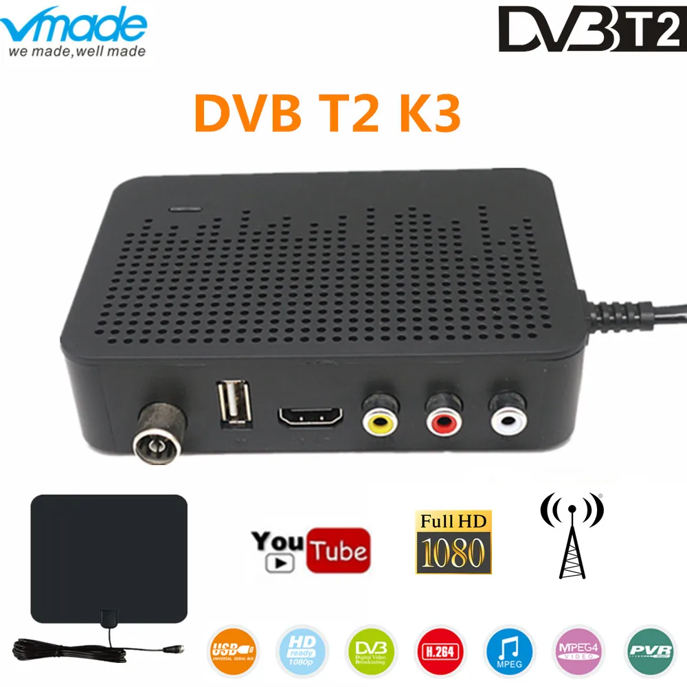 dvb-t2 Signal TV Receiver Fully for DVB-T Digital Terrestrial Receiver H.264 with TV Antenna DVB T2 K3 TV Tuner Support youtube 
