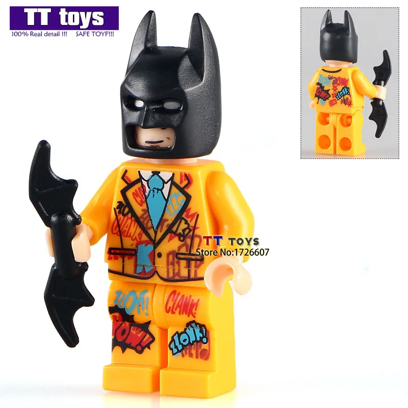 Building Blocks Single Sale PG170 Classic Batman yellow Graffiti Suit