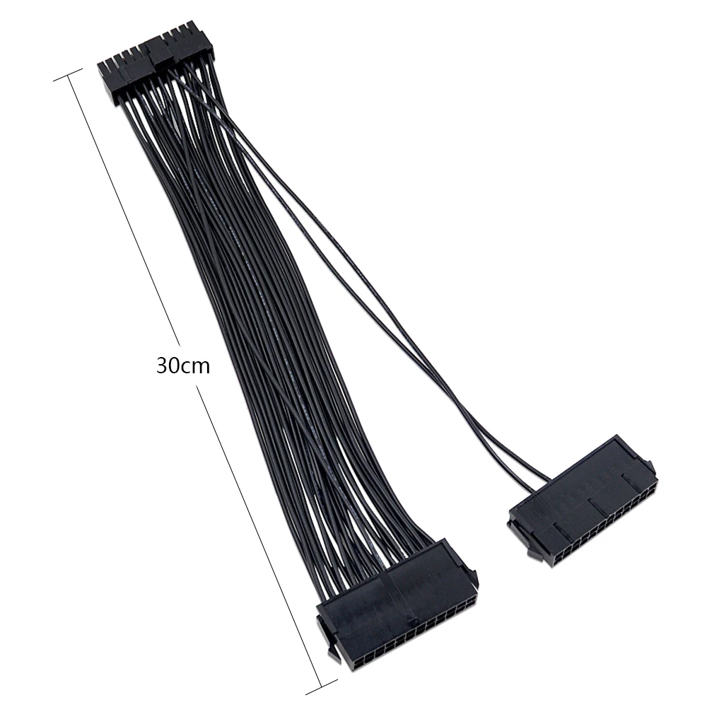 CHIPAL 30CM Three Dual PSU Cable Extension Adapter ATX 20+4 24Pin Power Supply Sync Starter Extender ADD2PSU Riser Converter,psu extension cable