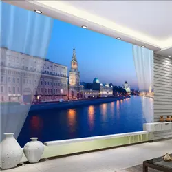 Beibehang пользовательские росписи обоев любой размер 3D HD Riverside город ночной вид Гостиная Lounge фоне стены обои