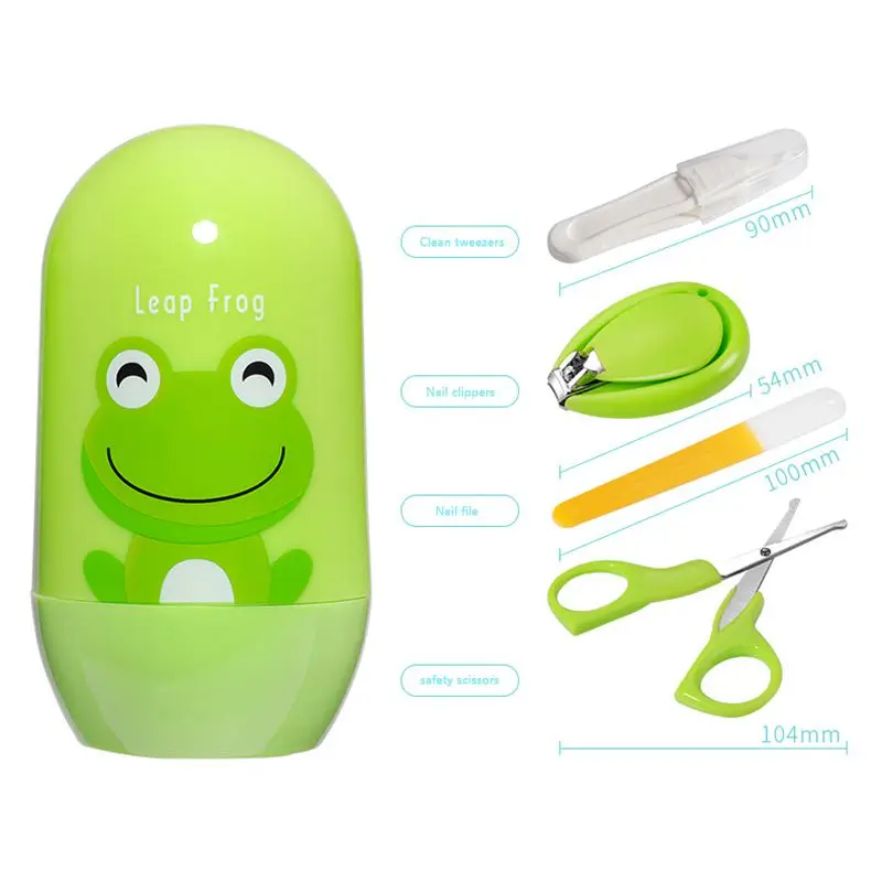 

4pcs Baby Nail Care Set Infant Finger Trimmer Scissors Nail Clippers Cartoon Animal Storage Box for Travel