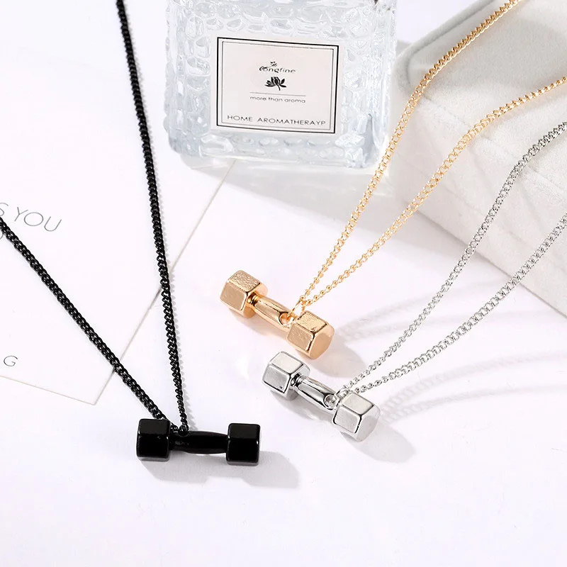 2019 New Arrival Dumbbell Pendant Fitness Necklace For Women Men Bodybuilding Gym Barbell Necklaces Jewelry Gifts WD218 |