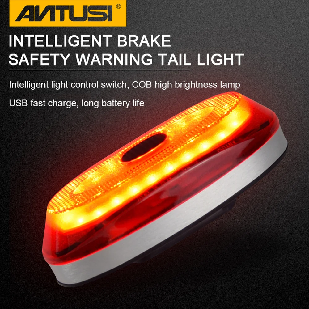 

A1S Smart Bicycle Tail Light USB Rechargeable Bike Brake Light Intelligent Light Sense SOS 14h Batter Life Safety Warn Lamp Rear