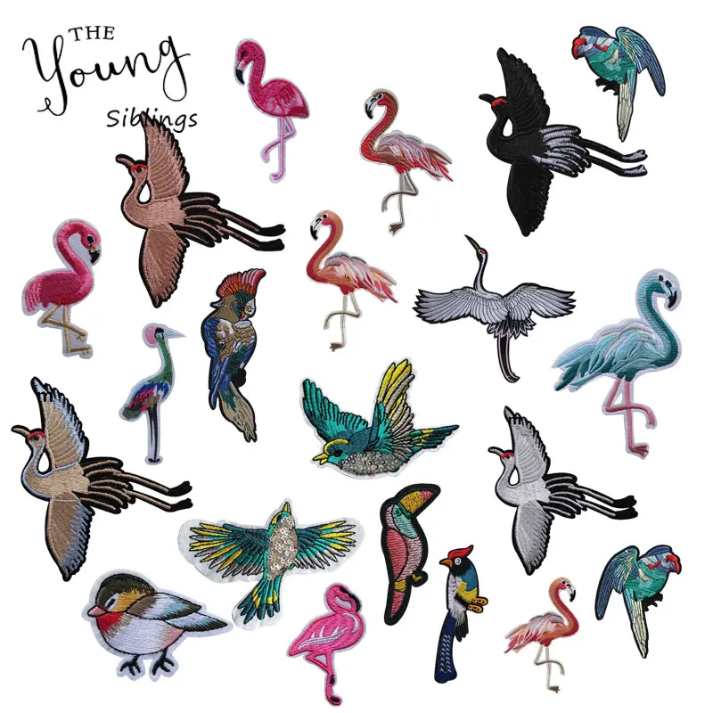 

Iron On Embroidery Patches 1Pc Flamingo Iron On Embroidered Patch For Cloth Cartoon Badge Garment Appliques Accessory