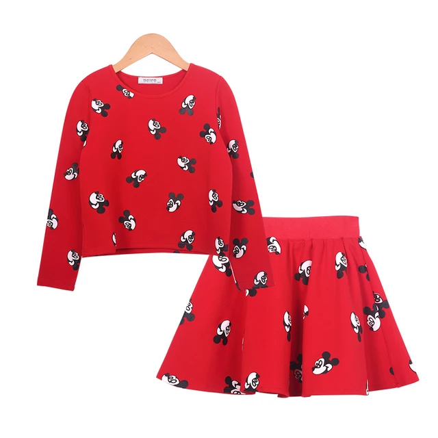 Girl Mickey Dress Two Piece Set Baby Girl Winter Clothes Kids Clothes