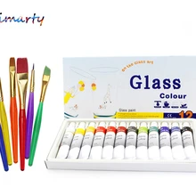 Стеклянная краска набор цветов акриловая краска ручная окрашенные пигменты 12 цветов 12 мл цветов Художественный набор с 6 шт Кисть для краски