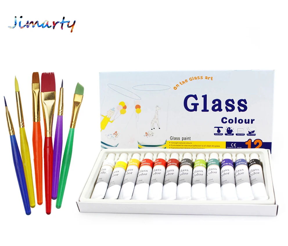 Glass Paint Color set Acrylic Paint Hand Painted Pigments 12 Colors