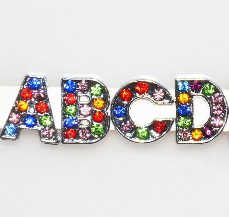 130 шт 8 мм Стразы смешанного цвета A-Z скользящие буквы, скользящие подвески, скользящие бусины DIY 8 мм браслеты, брелки
