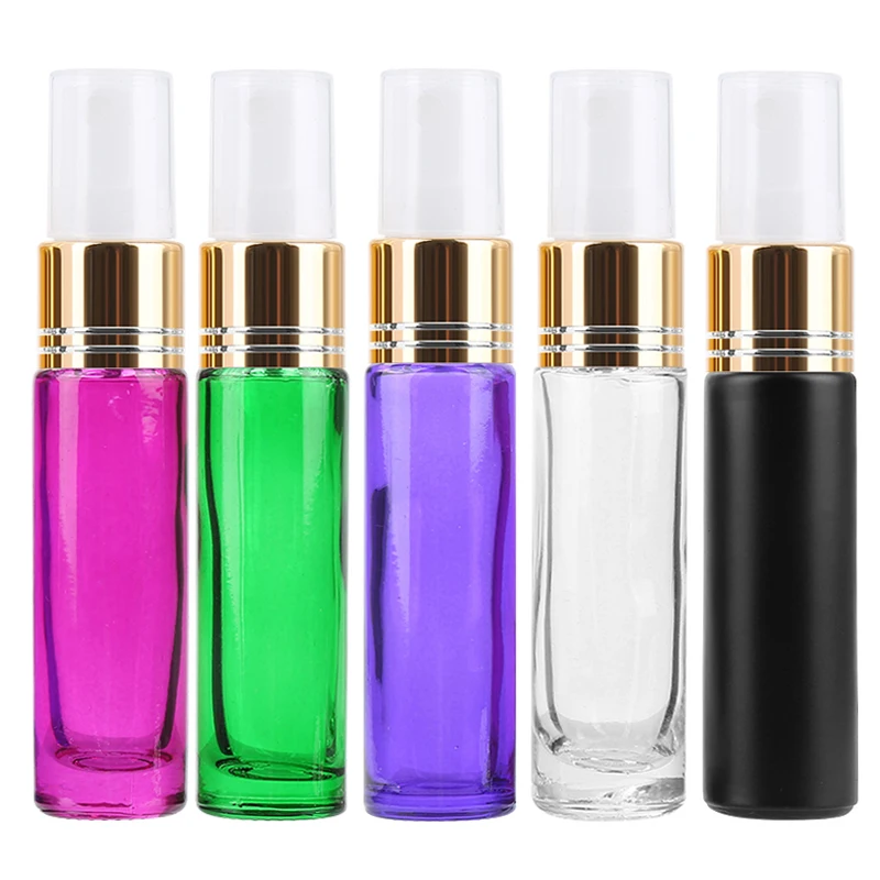 

5Pcs 10ml Spray Bottle Travel Small Empty Glass Atomizer Perfume Bottles Mini Liquid Essential Oil Cosmetic Container