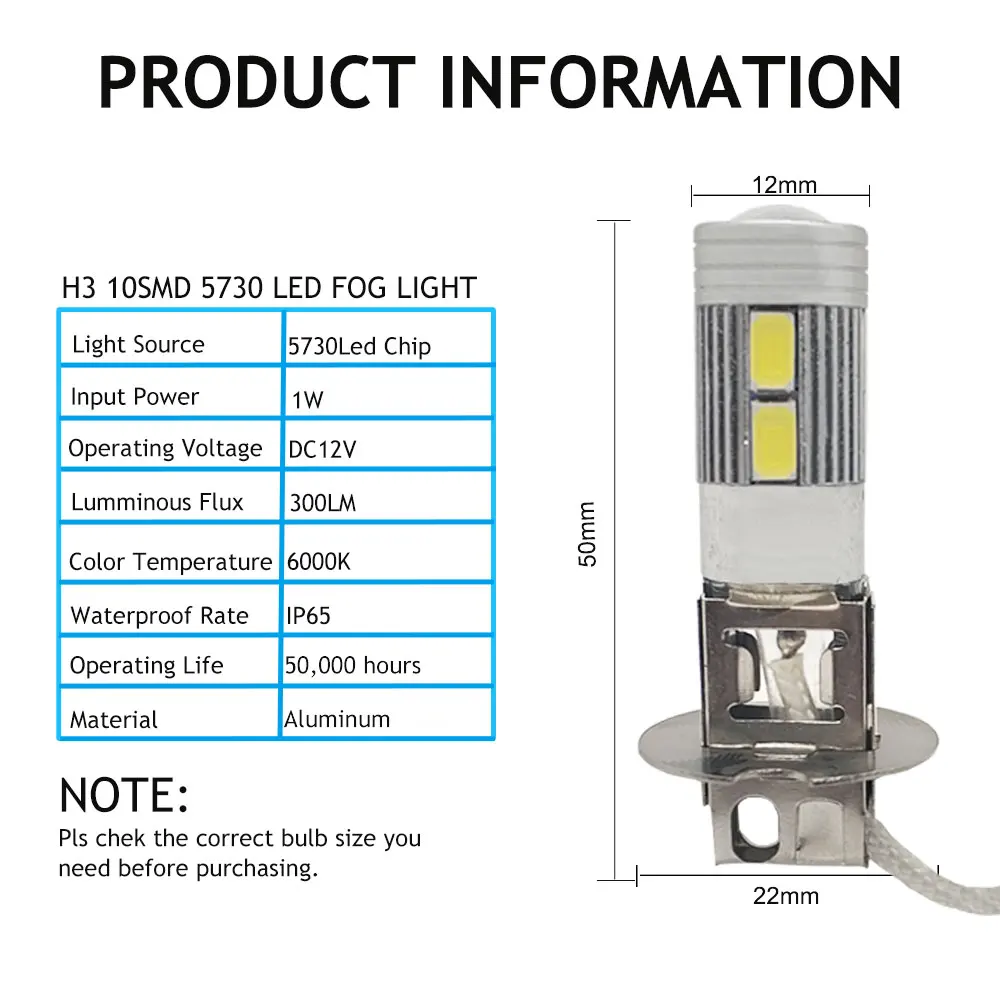 2 шт. светодиодный фонарь H3 Лампа автомобильный противотуманный светильник 5730 светодиодный 10SMD авто DRL дневные ходовые огни супер яркие 12 в 6000 К