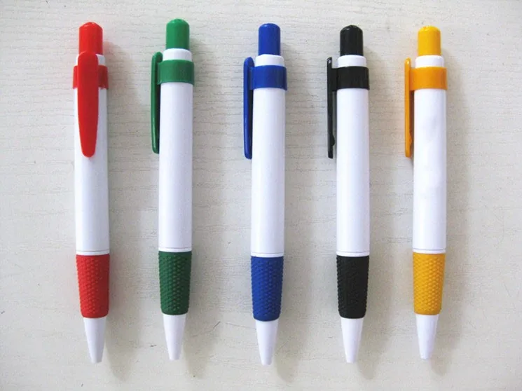 Дешевая цена белая Толстая шариковая ручка с пользовательским логотипом дешевая ручка простая ручка Дешевая пластиковая шариковая ручка печать на заказ логотип компании