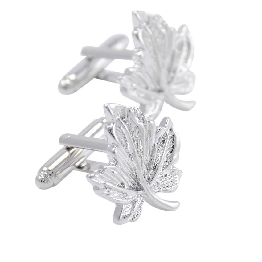 Silver Maple Leaf Canada Logo Cufflinks For Mens Fashion Brand Shirt