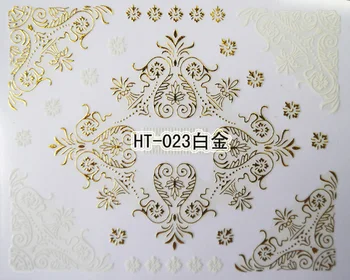 

WHITE GOLD SILVER SELF ADHESIVE 3D NAIL ART STICKER TATTOO VINTAGE FLORAL ARABIC PATTERN HT019-024