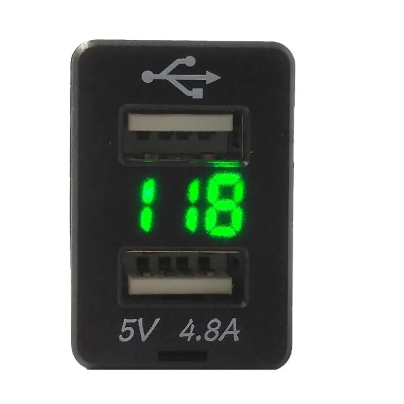 2.4A المزدوج USB شاحن سيارة 12 V-24 V 37x23mm LED الفولتميتر لهوندا الهاتف المحمول