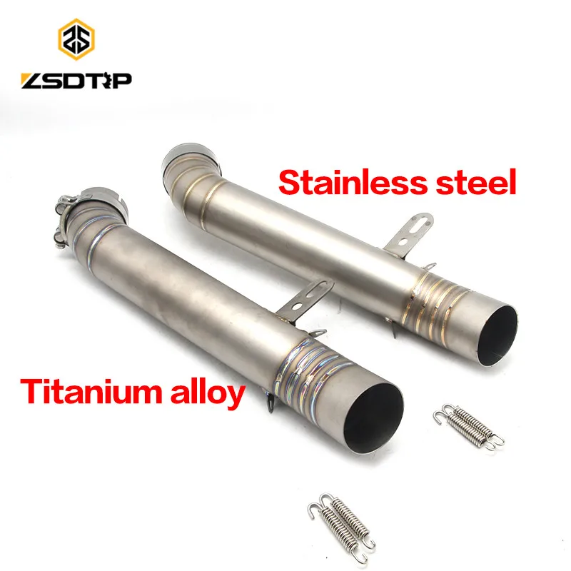 

ZSDTRP 60mm Stainless Steel Motorcycle Exhaust Middle Pipe Round Muffler case For Aprilia RSV4