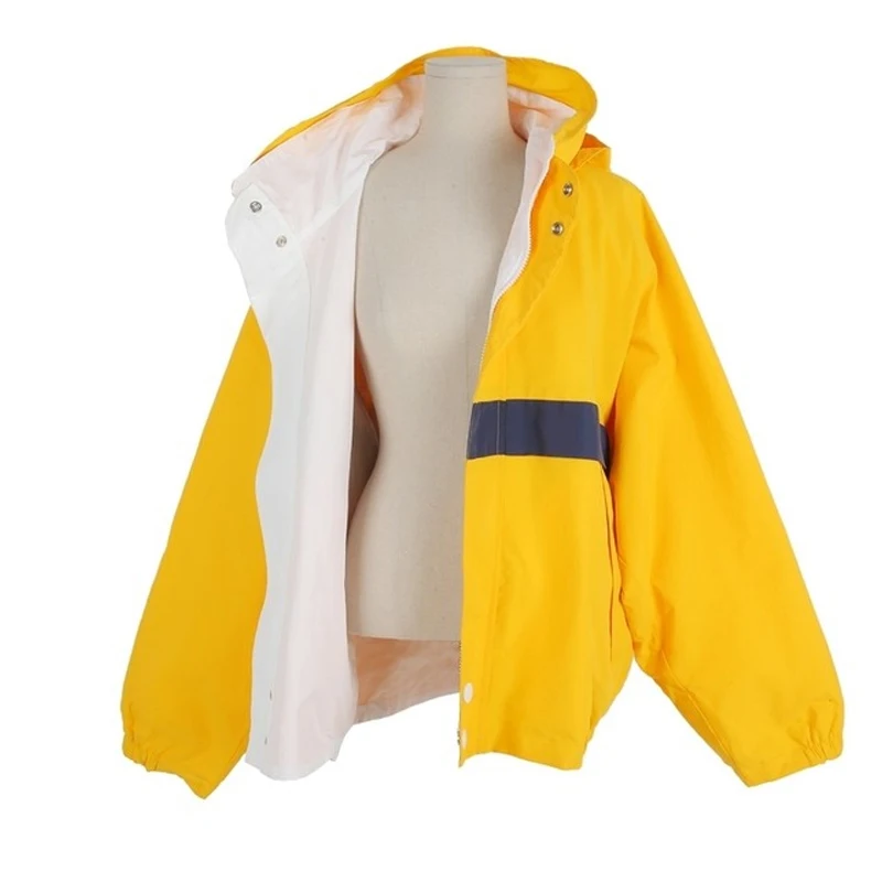 

Unisex Double-sided wear Patchwork Hooded Windbreaker Jackets 2018 Autumn Hip Hop Streetwear Zip Up Track Casual Jackets
