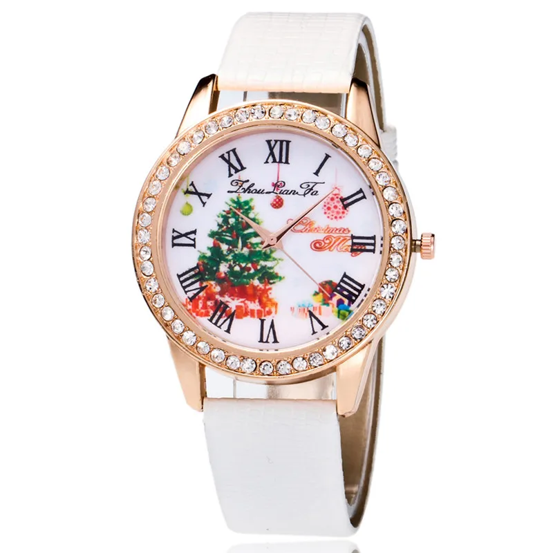 MJARTORIA Colorful Ball Christmas Tree Watches Women Clock Rhinestone