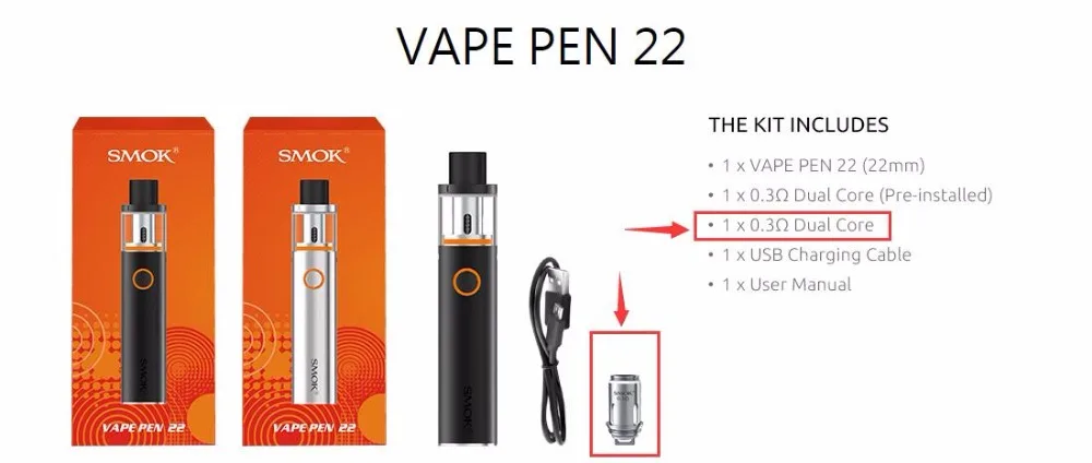 SMOK Vape ручка 22 ядра катушка головка 0.3ом нагреватель испаритель сопротивление для Vape ручка 22 атомайзер бак электронная сигарета