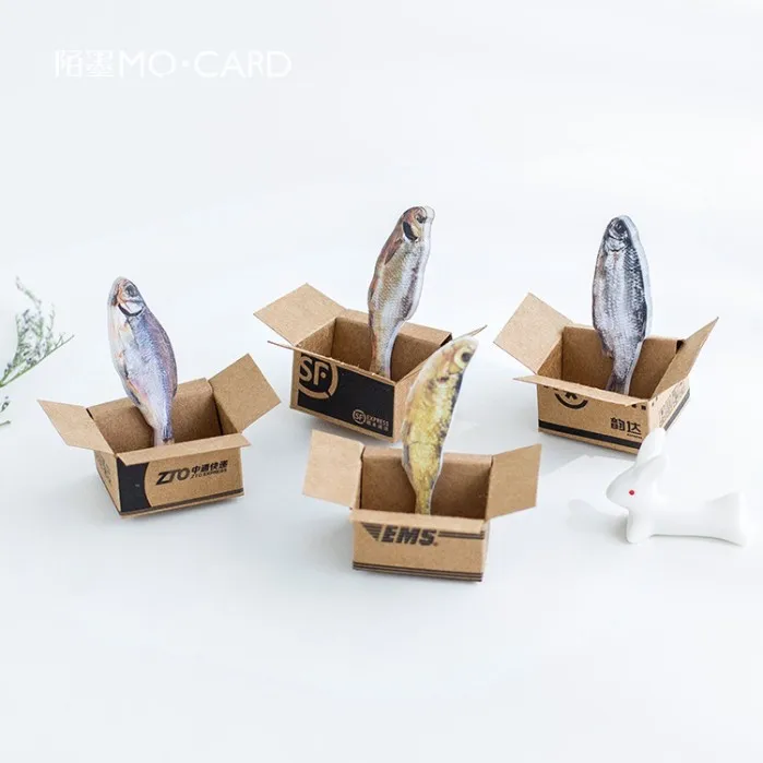 

25 sheets Novelty Lifelike Salted Fish in Box Sticky Notes Post It Adhesive Memo Pad School Planner Stickers Paper Bookmarks