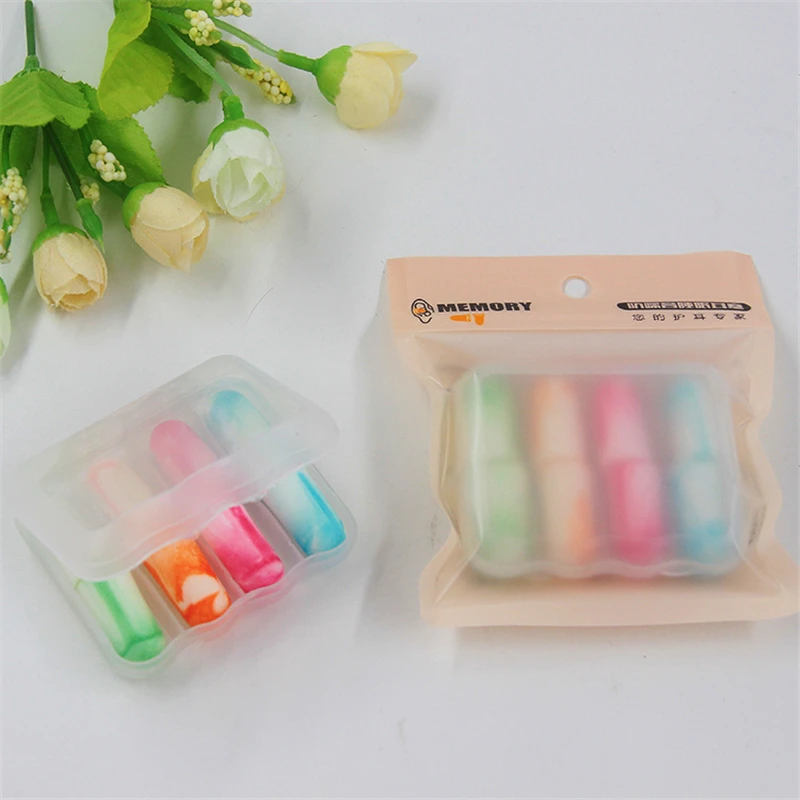 4 Pairs Mixed Color Bullet Shape EarPlugs Soundproofing Sleeping Earplugs Noise Reduction Hearing Protection Soft Foam 2