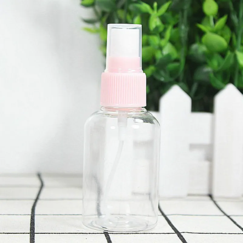 

1 Pc 50ml Mini Plastic Transparent Small Empty Spray Bottle For Make Up And Skin Care Refillable Pink Travel use