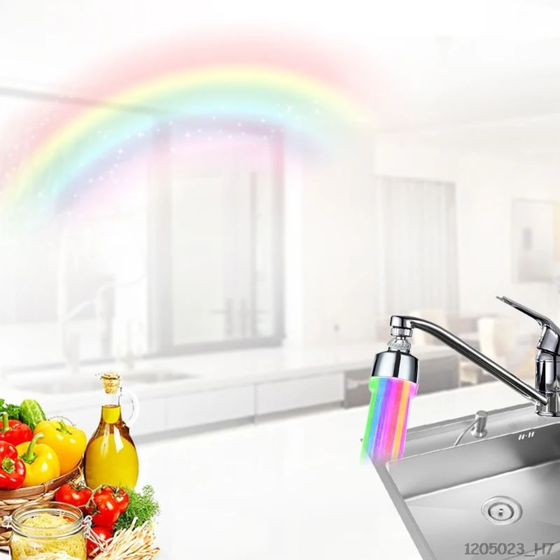 Вращающийся на 360 градусов светодиодный раковина кран аэратор фильтр ABS многоцветная головка кухонного крана светильник для воды поток носик