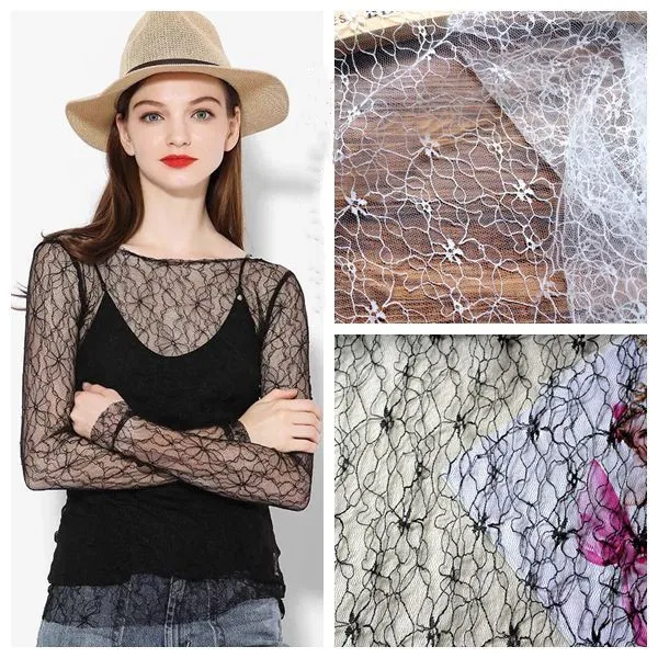 

Explosion mesh gauze lace fabric mesh DIY bottoming shirt embroidered wedding veil fabric width 150CM CA71