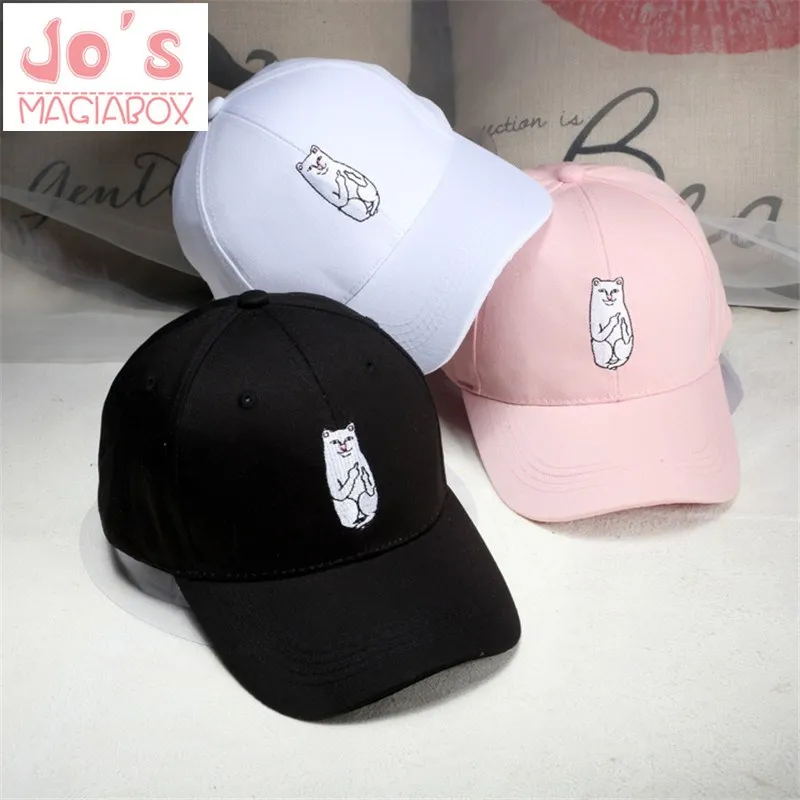 

2019 Middle Finger Cat Case Baseball Caps Korea Ulzzang Harajuku Embroidery Cartoon Hats Men Women Hip Hop Cap