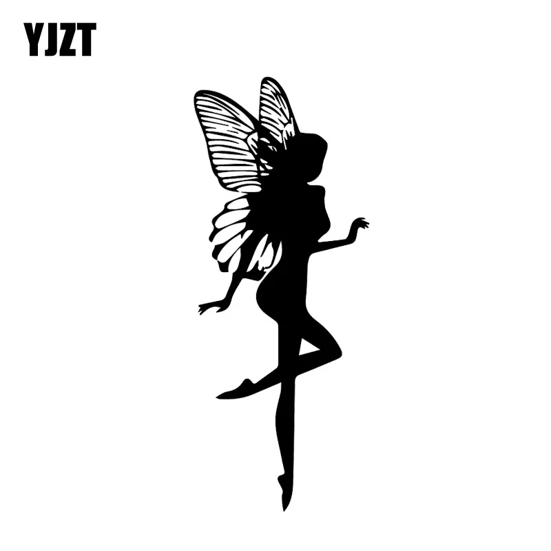 

YJZT 7.5*18CM Beautiful Silhoutte Cute Smart Fairy Girl Popular Decal Black/Silver Vinyl Artistical Style Car Sticker C20-1175