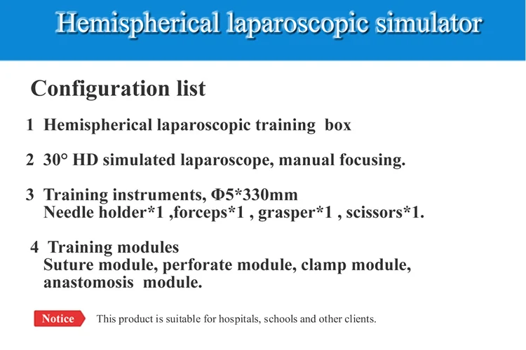 Полусферический лапароскопический симулятор, тренировочная коробка+ HD 30 градусов камера+ имструменты+ модули
