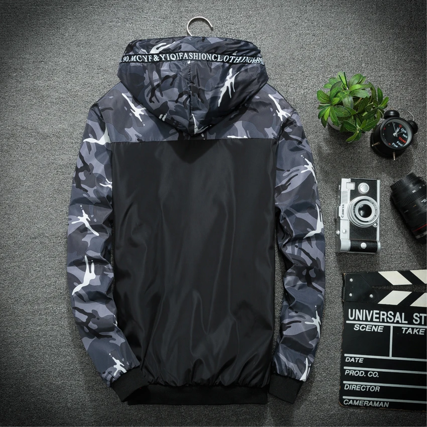  NaranjaSabor Spring Autumn Men's Jackets Camouflage Military Hooded Coats Casual Zipper Male Windbr