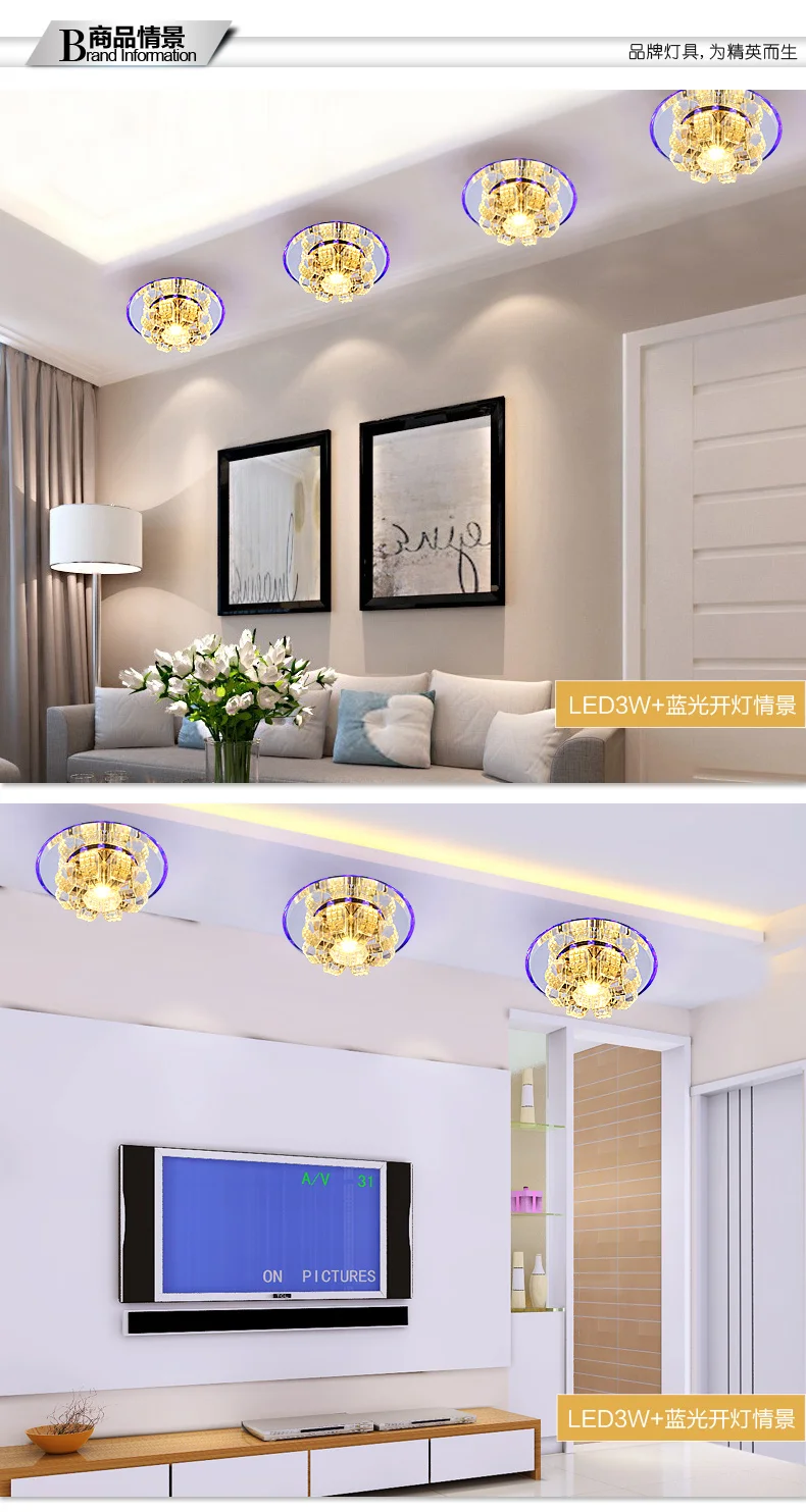 Lâmpada do Teto Luzes de Cristal Buraco Varanda Lâmpada Led Corredor 1 pc 3 de cristal varanda lâmpada led corredor