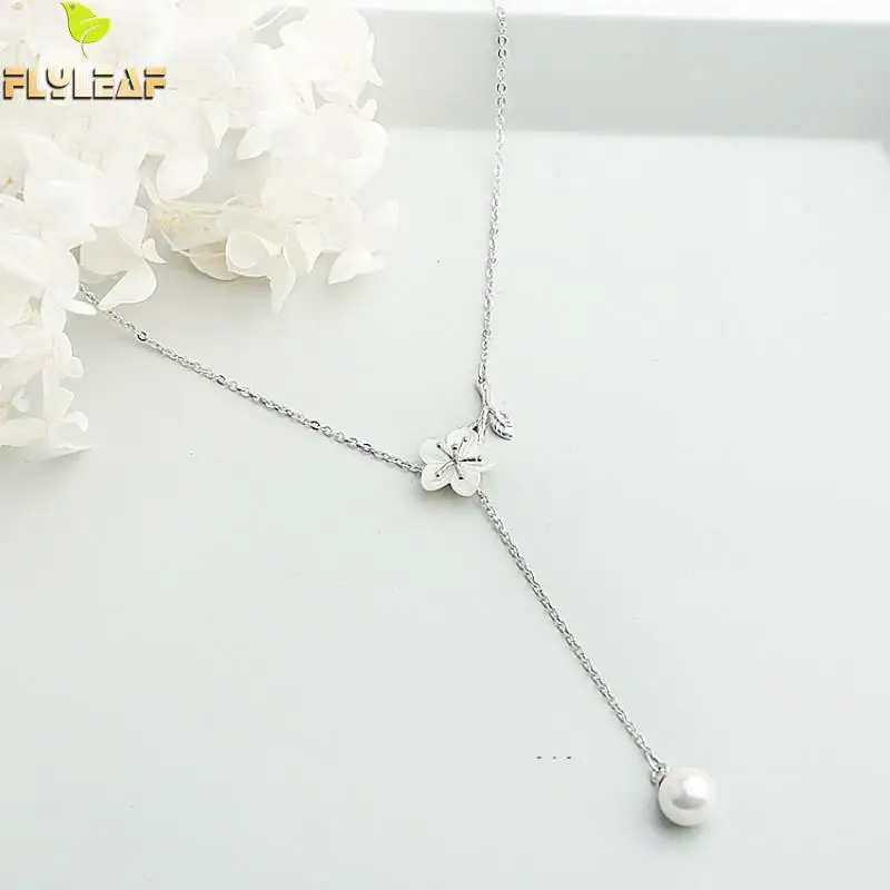 

Flyleaf 100% 925 Sterling Silver Shell Beads/flower Necklaces & Pendants For Women Simple Fashion Party Jewelry