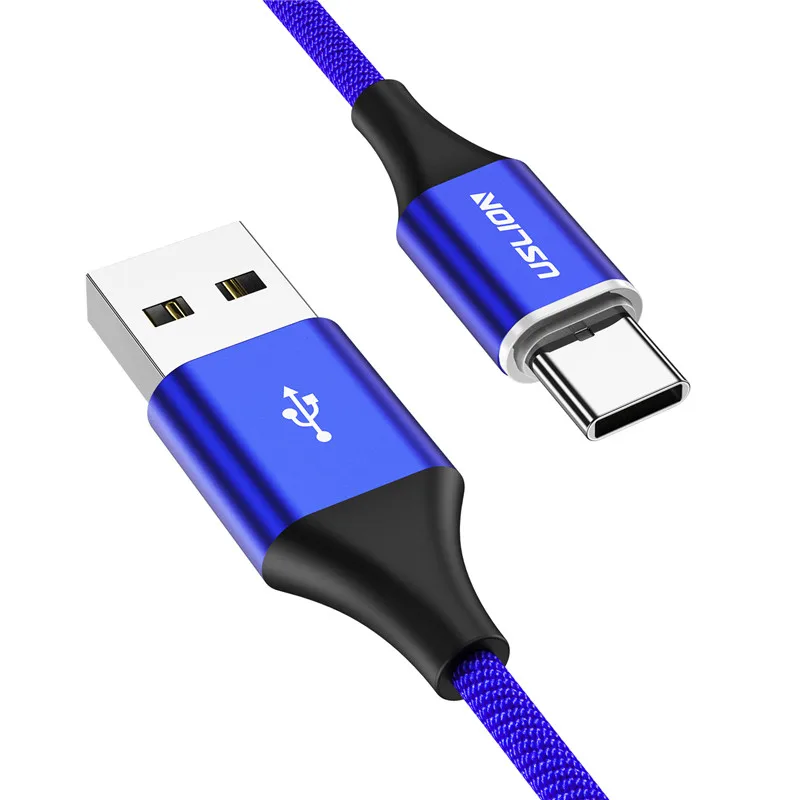 USLION 1 м 3 А магнитный кабель Micro usb type C Магнитная Быстрая зарядка зарядное устройство для samsung S10 S9 для iPhone X XR 7 для xiaomi redmi - Цвет: Blue