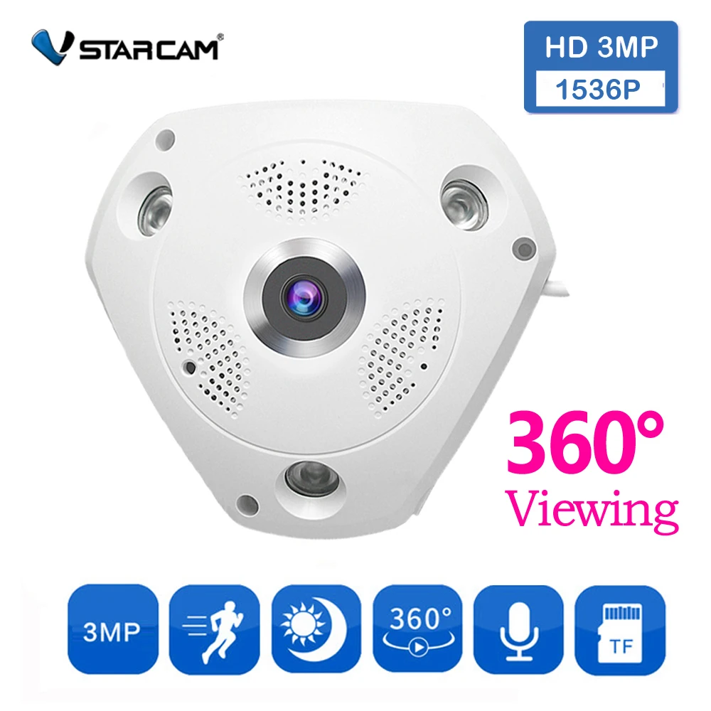 

Vstarcam 3MP Panoramic Wi-fi Camera 360 Degree Camera IP Fisheye 1536P 3D VR Video Network Wireless Video Surveillance Camera