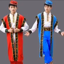Для мужчин танцевальные костюмы Синьцзян-Уйгурский Костюмы Китайское меньшинство Костюмы, для выступления, Для мужчин одежда со шляпой