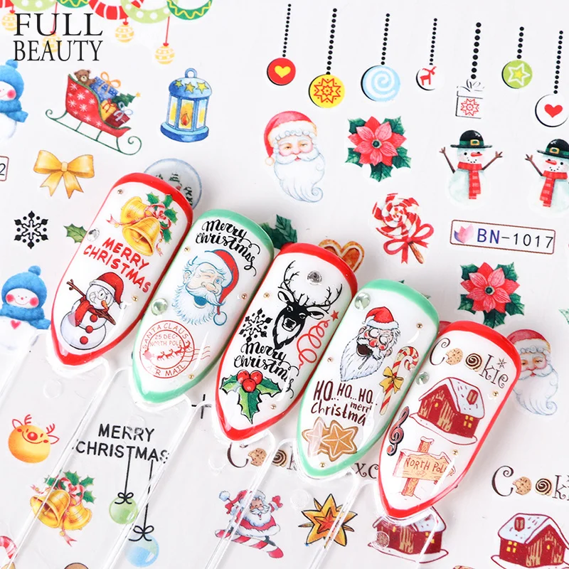 

12 designs Xmas New Year Gift Water Transfer Tips Nail Art Sticker Decals Christmas DIY Decor Manicure Styles A1165-1176/BN