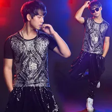 Мода для ночного клуба джаз танец костюм Для мужчин; Корейская версия Куртка Топы Брюки Ночной клуб певец Dj этап Мода костюм DL2348