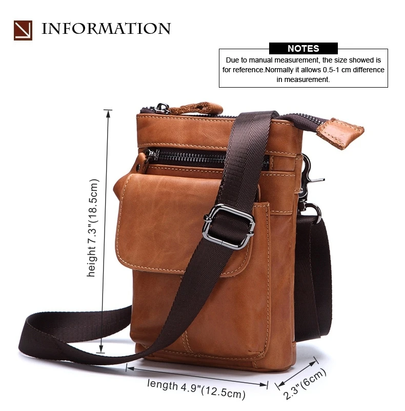 MISFITS Genuine Leather Men Messenger Bag Hot Sale Male Small Casual Crossbody Shoulder Bags Travel New Waist Packs Man Handbags