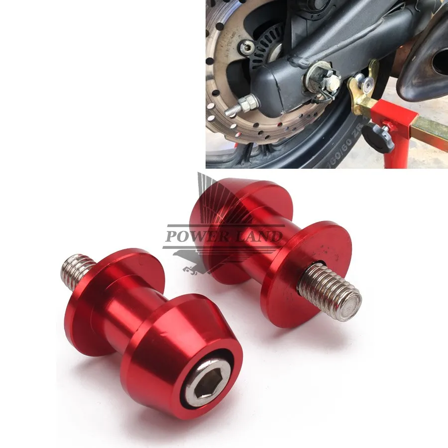 Motorcycle Red 10mm Rear Stand Swing Arm Spool Sliders Stand Swingarm