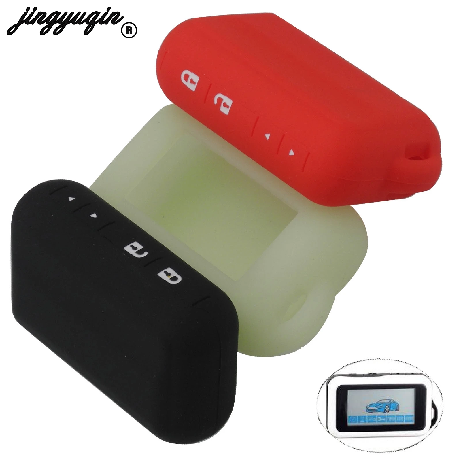 

jingyuqin Silicone Two Way Car Alarm Case Fob Cover For Starline E90/E60/E62 Russian LCD Remote Controller Holder Shell