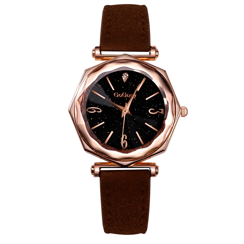 Модные женские часы Лидирующий бренд Роскошные часы из розового золота Женские часы с бриллиантамы женские часы reloj mujer - Цвет: Коричневый