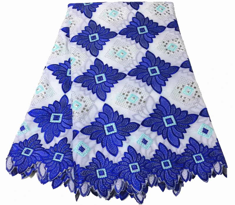 

nigerian lace fabric 2020 high quality lace blue and white swiss voile lace in switzerland African Lace Fabric for wedding